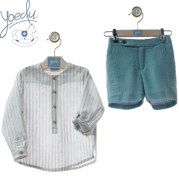 YOEDU · Traje Niño Pantalón Bermuda Azulejo Turquesa