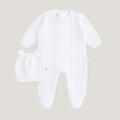 Pijama tejida cuello redondo con gorrito Jack Bebé Feliz, blanco