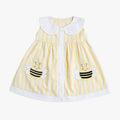 Bebé Feliz · Vestido cuello bebé con líneas amarillas y abeja · Amarillo