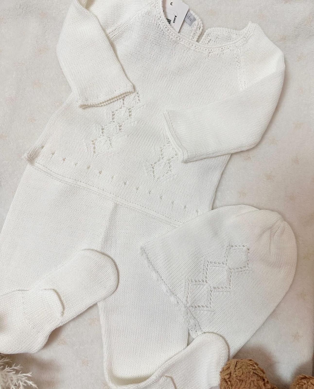 Periquita · Conjunto Tejido 3 Piezas Blanco