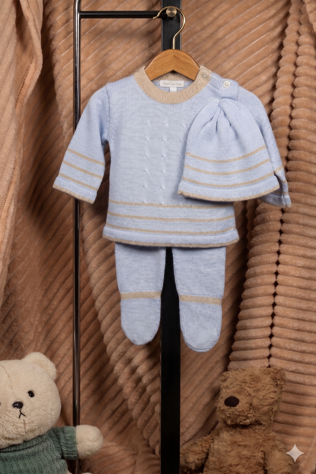 Periquita · Conjunto Tejido 3 Piezas Celeste
