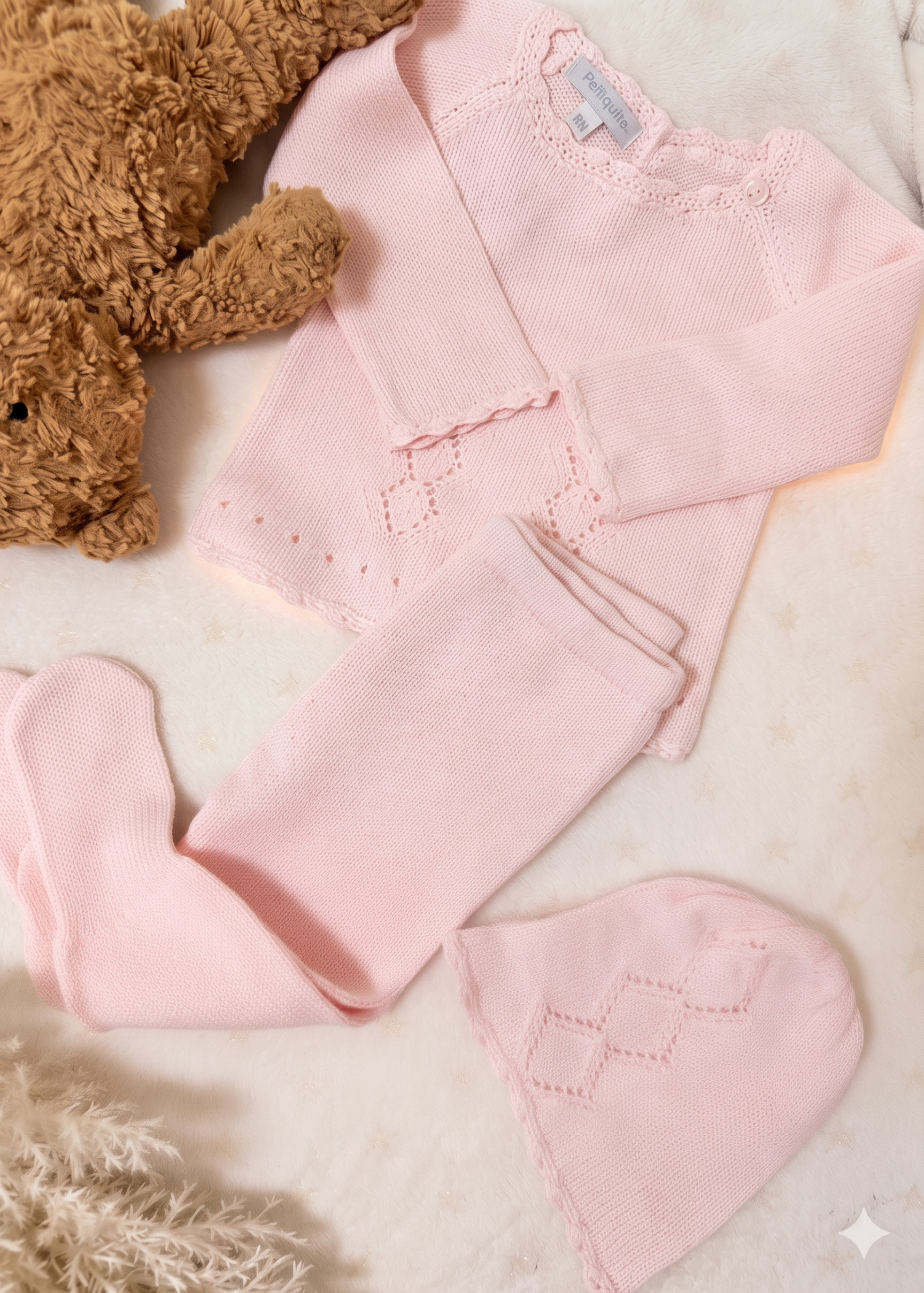 Periquita · Conjunto Tejido 3 Piezas Rosado