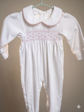 Periquita · Enterizo Smock M/larga Blanco Rosado