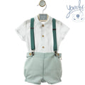 YOEDU · Conjunto Bebé con Tirantes Artesanía Verde Hoja